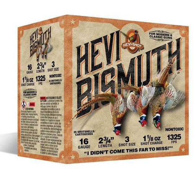 https3A2F2Fmedia.chattanoogashooting.com2Fimages2Fproduct2FHVHS167132FHVHS167136.jpg HEVI-Shot HEVI-Bismuth Upland Shotshells 16ga 2-3/4" 1-1/4oz 1325 fps #3 25/ct - Image 1
