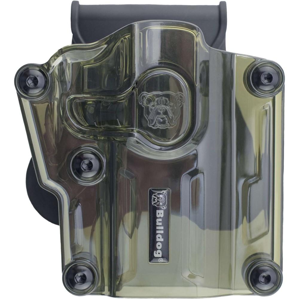 https3A2F2Fmedia.chattanoogashooting.com2Fimages2Fproduct2FJZMX0042FJZMX004-1.jpg Bulldog Max Multi-Fit Polymer Holster w/ Paddle-Transparent Green RH - Image 1