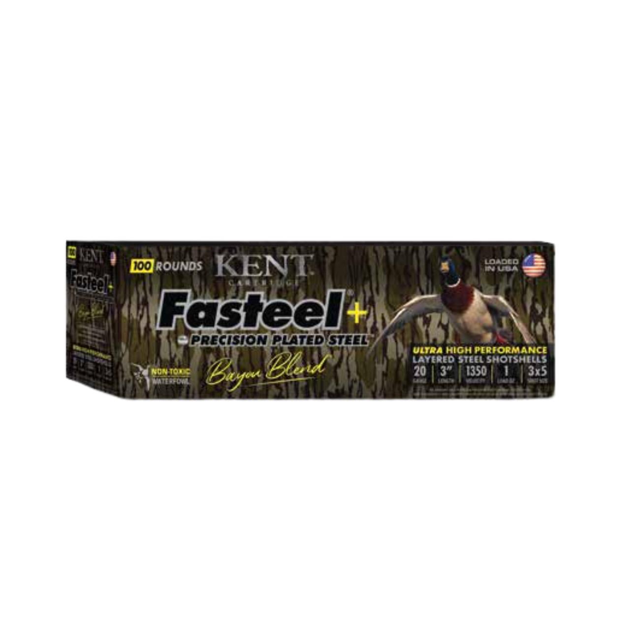 https3A2F2Fmedia.chattanoogashooting.com2Fimages2Fproduct2FKICC203FSP283X52FKICC203FSP283X5.jpg Kent Fasteel+ Precision Plated Steel Bayou Blend Shotshells 20ga 3" 1oz 1350 fps #3 & #5 100/ct - Image 1