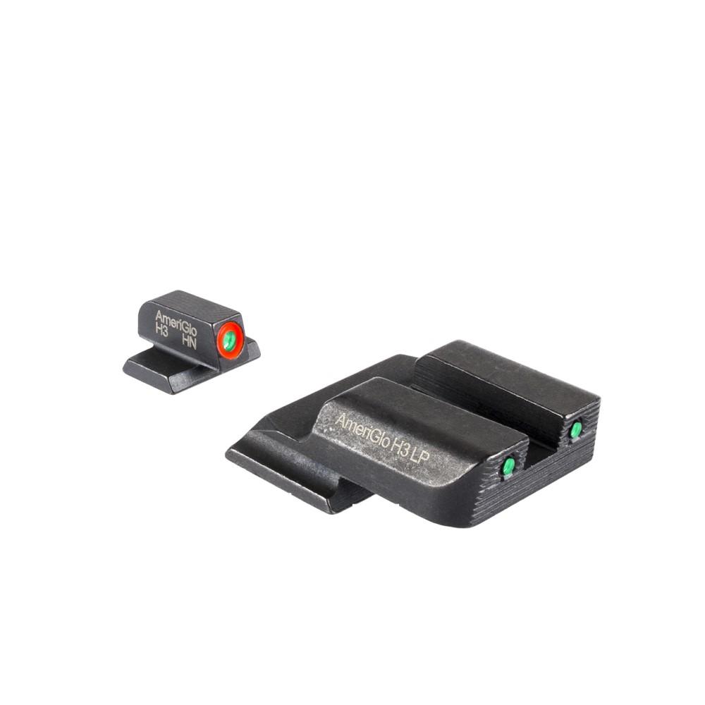 https3A2F2Fmedia.chattanoogashooting.com2Fimages2Fproduct2FKQSW8162FKQSW816-1.jpg Ameriglo Trooper Tritium Handgun Sight Set for S&W M&P (Excludes .22/.380/Shield/EZ/Pro) Green Rear Green with Orange Front - Image 1