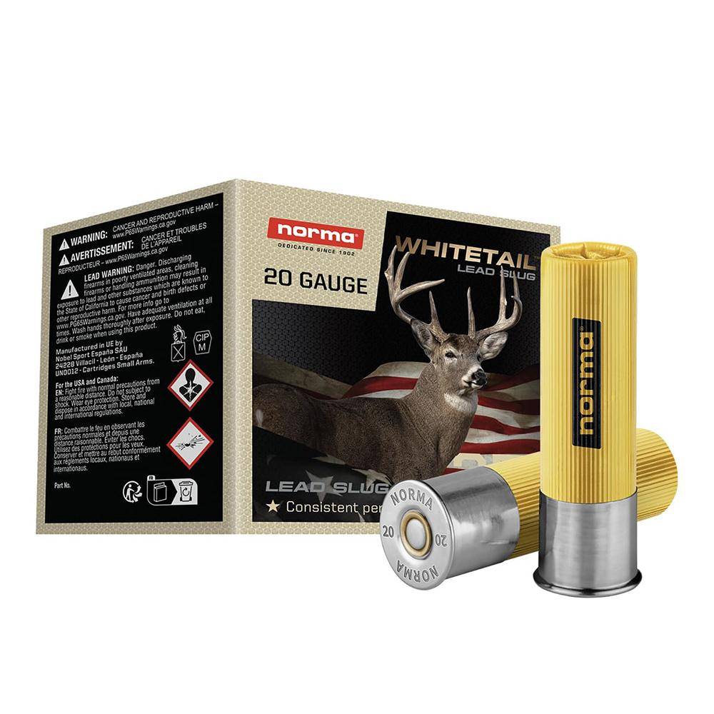 https3A2F2Fmedia.chattanoogashooting.com2Fimages2Fproduct2FNH11980434202FNH11980434202.jpg Norma WhiteTail Shotshells 20ga 2-3/4" 7/8oz 1345 fps Slug 25/ct - Image 1
