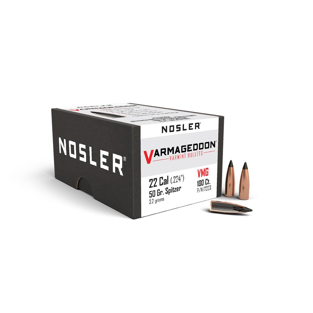 https3A2F2Fmedia.chattanoogashooting.com2Fimages2Fproduct2FNO172232FNO17223-1.jpg Nosler VarMageddon Rifle Bullets .22 Cal .224" 50 gr FB-TIPPED 100/ct - Image 1