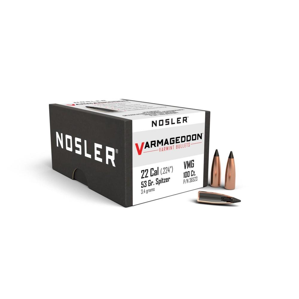 https3A2F2Fmedia.chattanoogashooting.com2Fimages2Fproduct2FNO365232FNO36523-1.jpg Nosler Varmageddon Rifle Bullets .22 cal .224" 53 gr FB-TIPPED 100/ct - Image 1