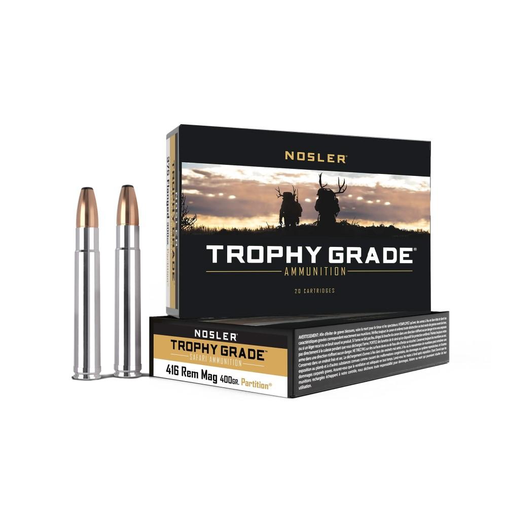 https3A2F2Fmedia.chattanoogashooting.com2Fimages2Fproduct2FNO406162FNO40616-1.jpg Nosler Safari Rifle Ammunition .416 Rem Mag 400 gr PT 2400 fps 20/ct - Image 1