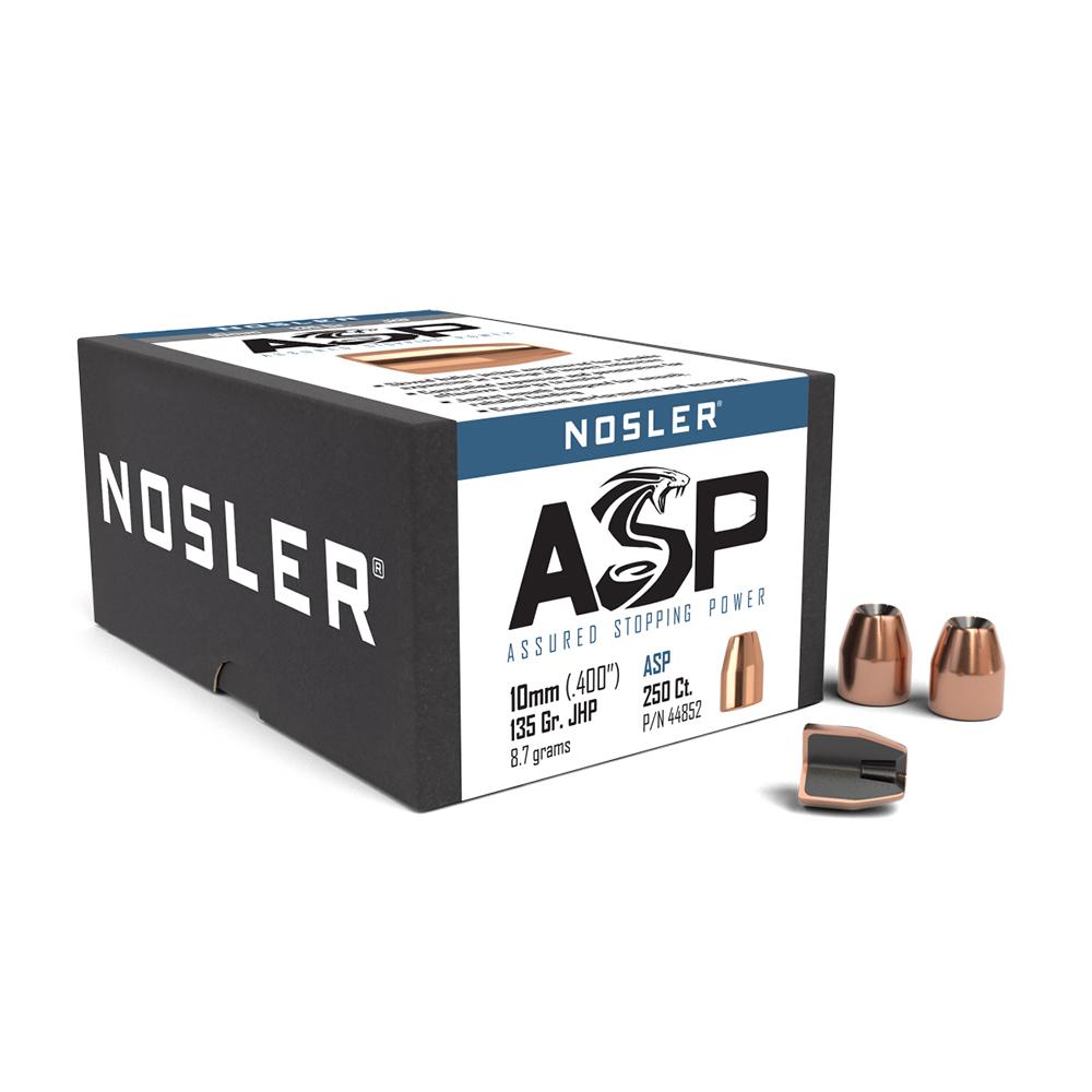 https3A2F2Fmedia.chattanoogashooting.com2Fimages2Fproduct2FNO448522FNO44852-1_1.jpg Nosler Sporting Handgun Pistol Bullets .40/10mm .400" 135 gr JHP 250/ct - Image 1