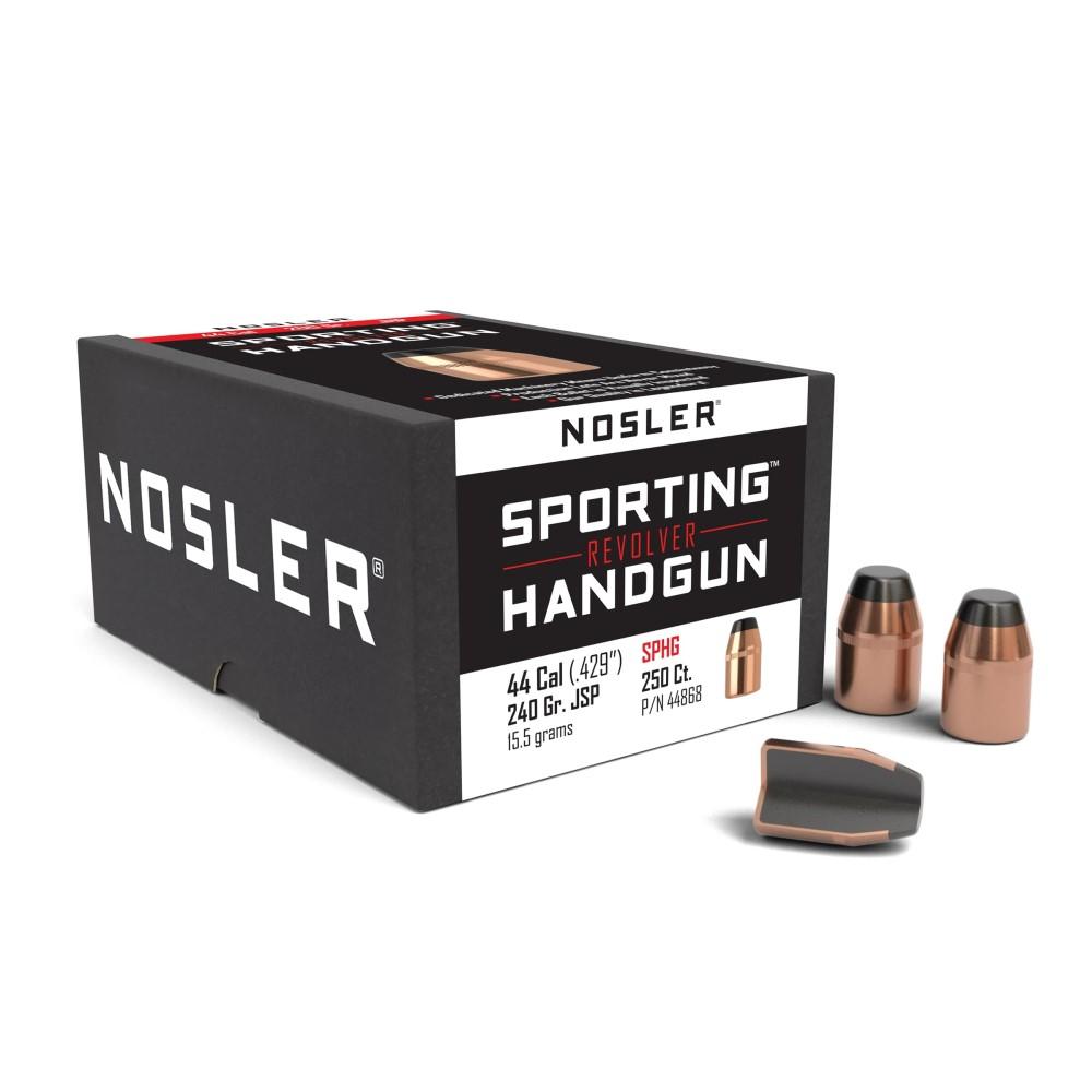 https3A2F2Fmedia.chattanoogashooting.com2Fimages2Fproduct2FNO448682FNO44868-1.jpg Nosler Sporting Handgun Revolver Bullets .44 cal .429" 240 gr JSP 250/ct - Image 1