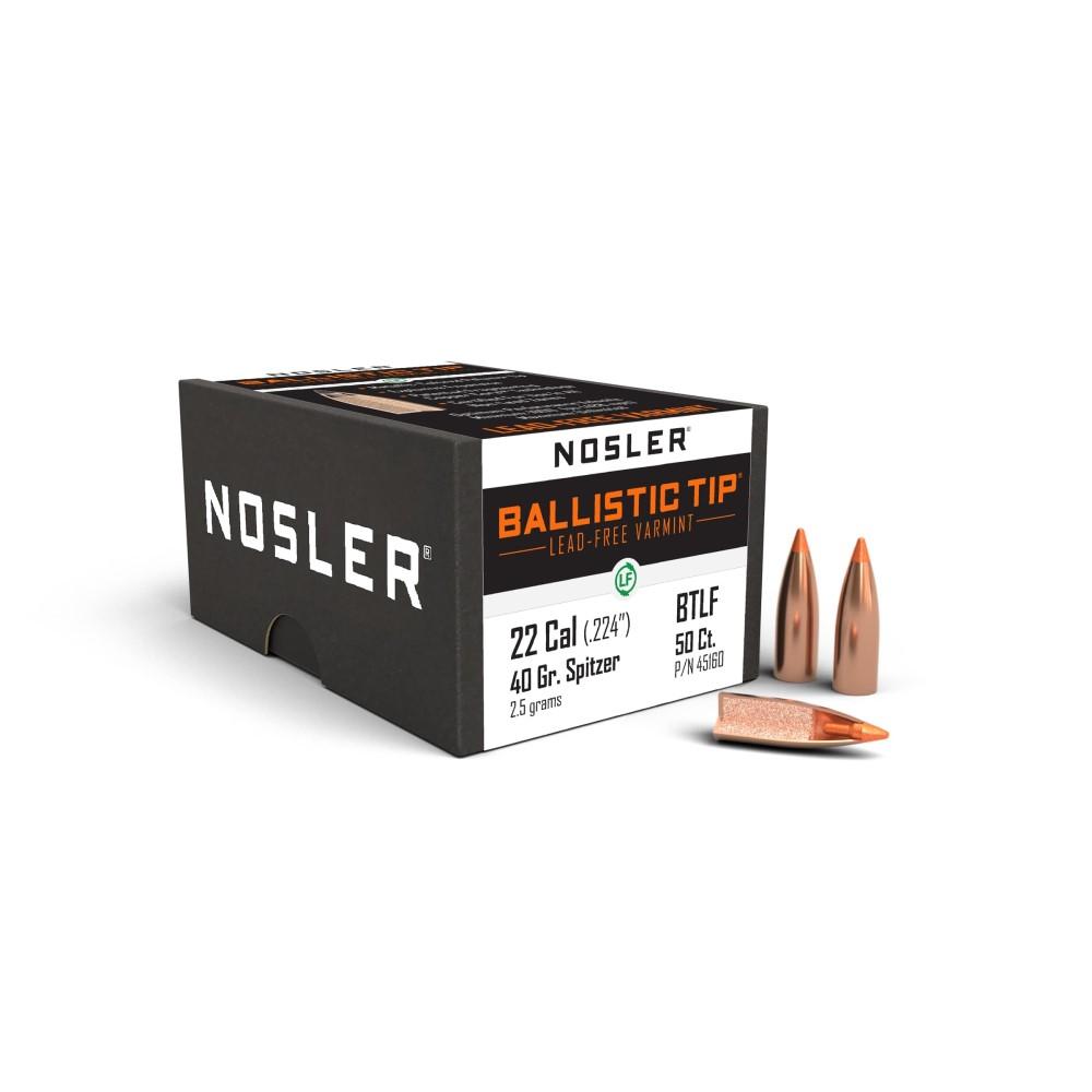 https3A2F2Fmedia.chattanoogashooting.com2Fimages2Fproduct2FNO451602FNO45160-1.jpg Nosler Ballistic Tip Lead Free Varmint Rifle Bullets .22 cal .224" 40 gr SPTFB-BTLF 100/ct - Image 1