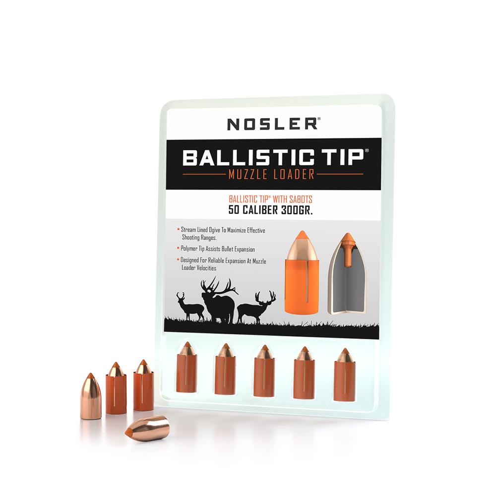 https3A2F2Fmedia.chattanoogashooting.com2Fimages2Fproduct2FNO503002FNO50300-1.jpg Nosler Ballistic Tip Muzzleloader Bullets .50 cal .458" 300 gr Spitzer 15/ct - Image 1
