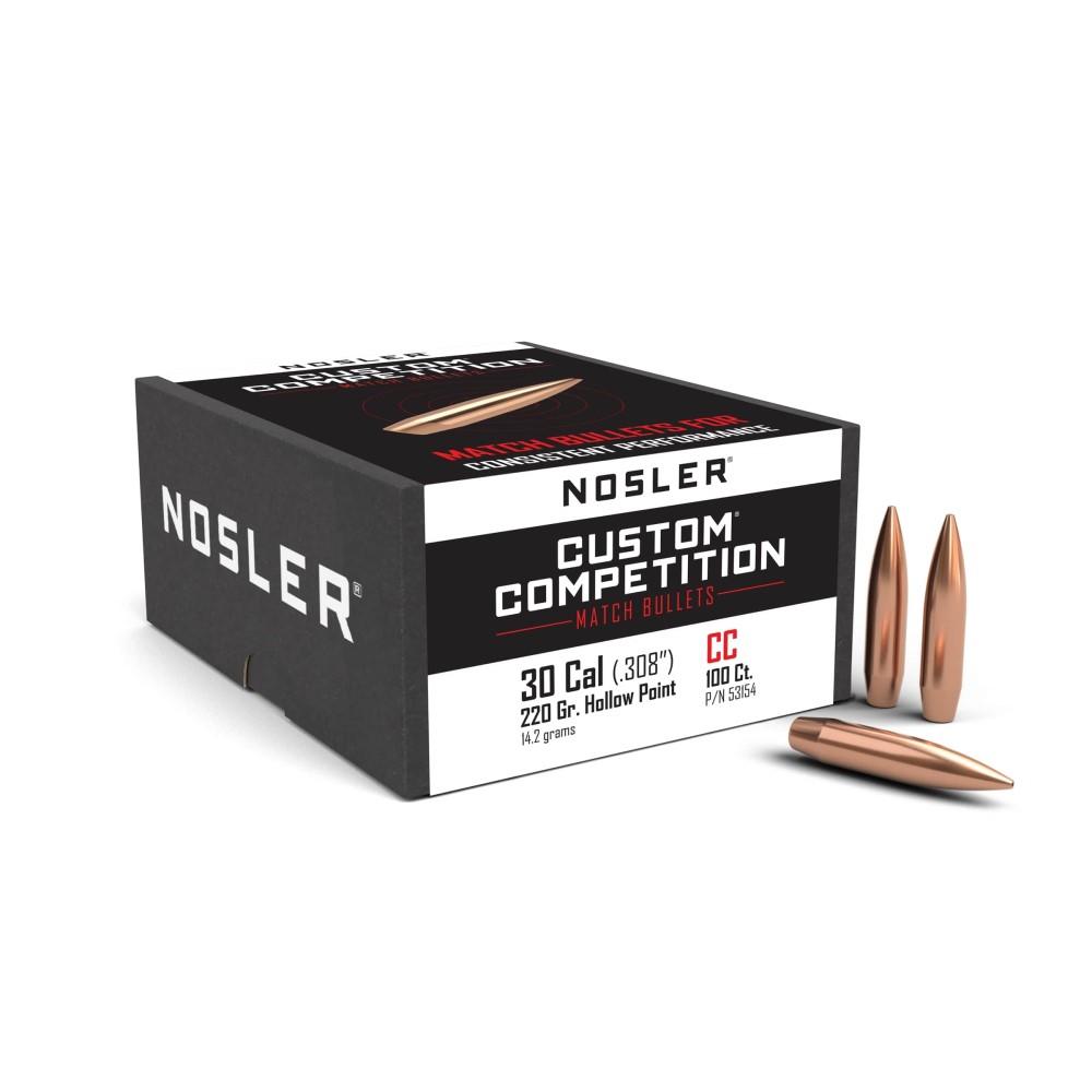 https3A2F2Fmedia.chattanoogashooting.com2Fimages2Fproduct2FNO531542FNO53154-1.jpg Nosler Custom Competition Rifle Bullets .30 cal .308" 220 gr HPBT 100/ct - Image 1