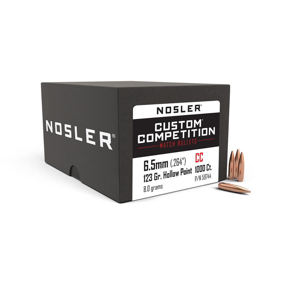 https3A2F2Fmedia.chattanoogashooting.com2Fimages2Fproduct2FNO597442FNO59744-1.jpg Nosler Custom Competition Rifle Bullets 6.5mm .264 123 gr HPBT 1000/ct - Image 1