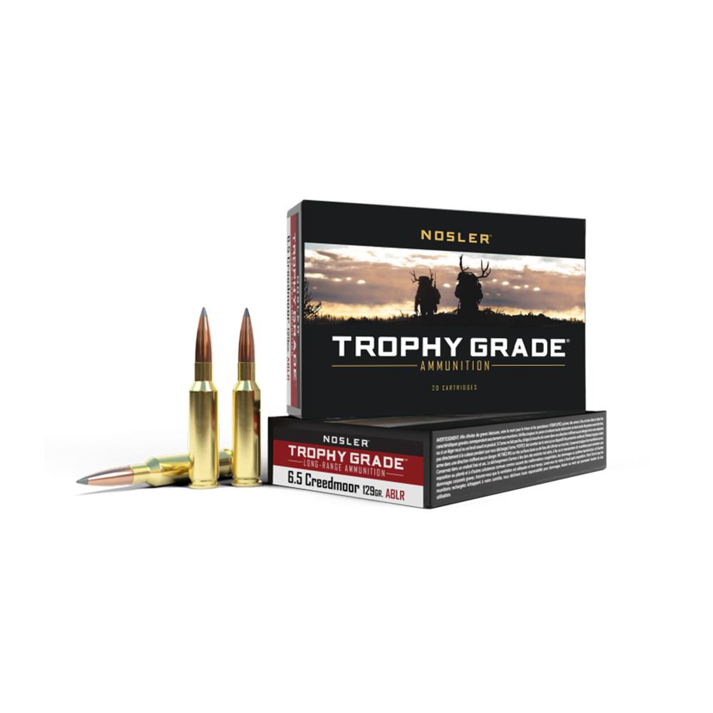 https3A2F2Fmedia.chattanoogashooting.com2Fimages2Fproduct2FNO600912FNO60091-1.jpg Nosler Trophy Grade Accubond Long Range Rifle Ammunition 6.5 Creedmoor 129gr ABLR SP 2850 fps 20/ct - Image 1