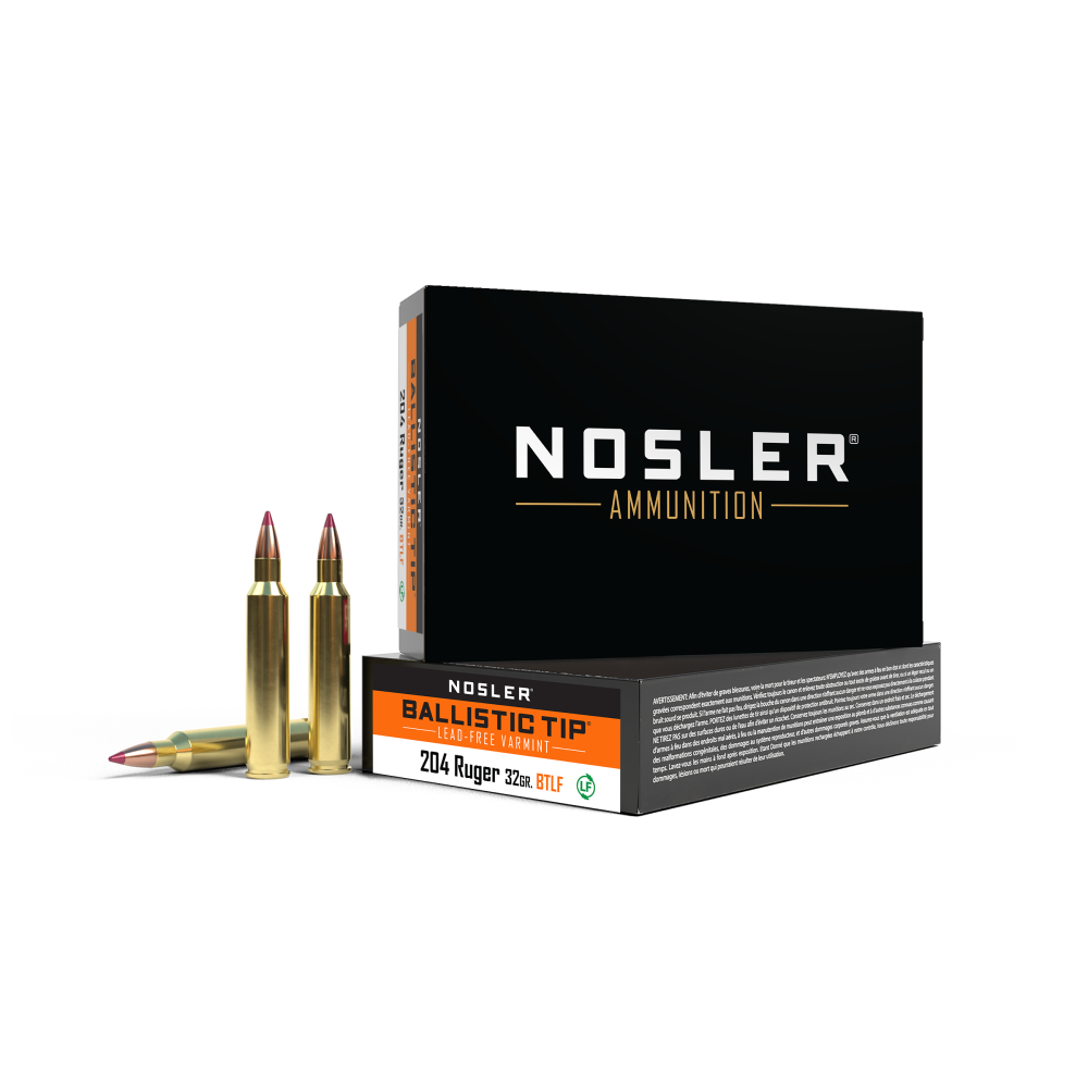 https3A2F2Fmedia.chattanoogashooting.com2Fimages2Fproduct2FNO610402FNO61040-1.png Nosler Lead Free Ballistic Tip Varmint Rifle Ammunition .204 Ruger 32gr PT 3975 fps 20/ct - Image 1