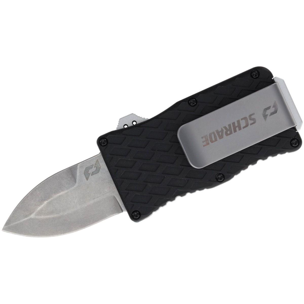 https3A2F2Fmedia.chattanoogashooting.com2Fimages2Fproduct2FPF11359692FPF1135969.jpg Schrade Uproar Tactical Mini D/A OTF Knife 1 9/10" Blade Black - Image 1
