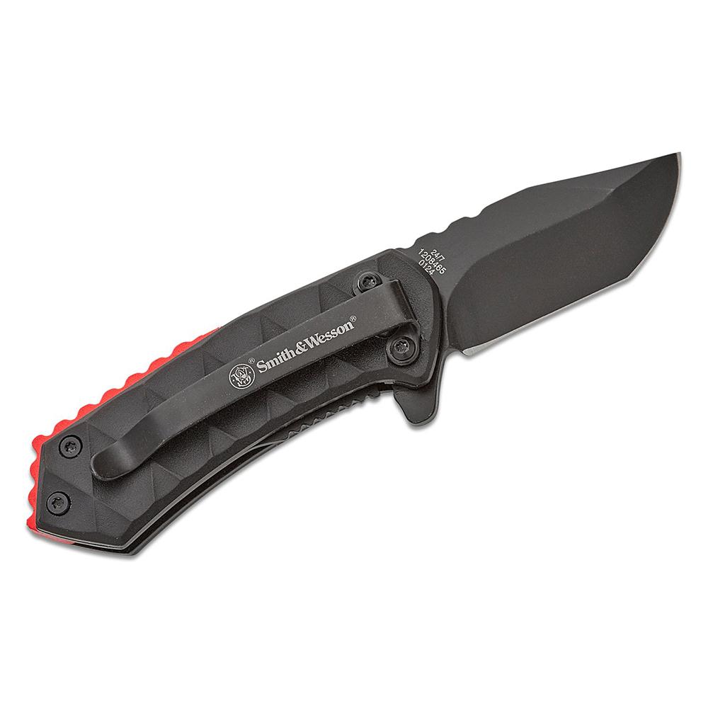 https3A2F2Fmedia.chattanoogashooting.com2Fimages2Fproduct2FPF12084172FPF1208417-1.jpg Smith & Wesson 24/7 Spring Assisted Folding Knife 1-9/10" Clip Point Blade Black Box - Image 1