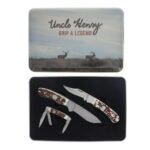 Uncle Henry Knife Combo with Tin 1 Fixed Knife 2 Folding Knives