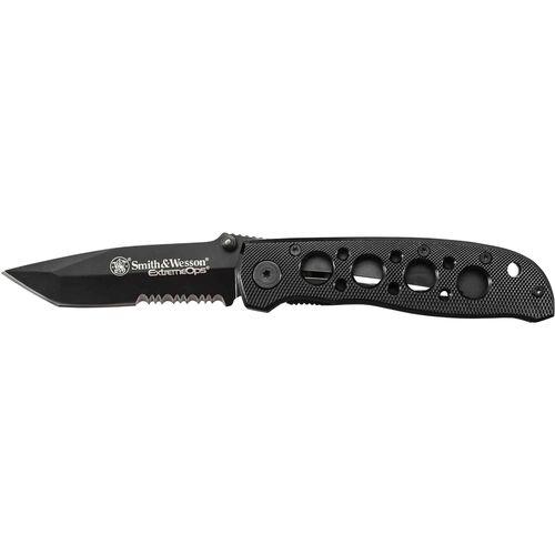 https3A2F2Fmedia.chattanoogashooting.com2Fimages2Fproduct2FPFCK5TBS2FPFCK5TBS.jpg Smith & Wesson Extreme Ops Tanto Folding Knife 3 1/4" Blade Black - Image 1