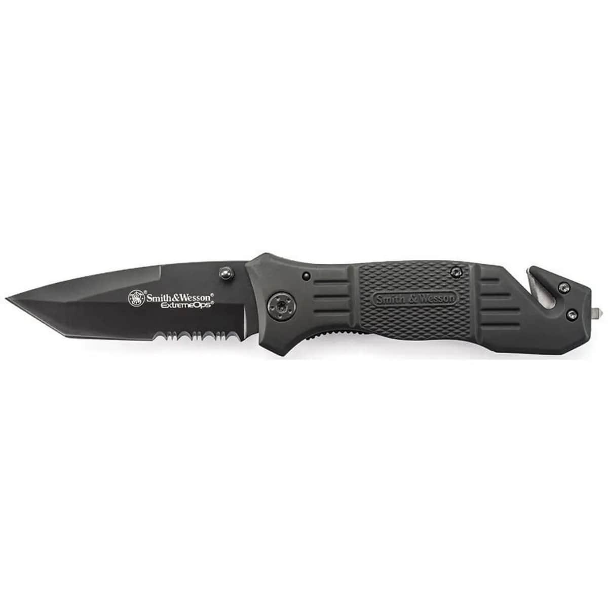 https3A2F2Fmedia.chattanoogashooting.com2Fimages2Fproduct2FPFSWFR2SCP2FPFSWFR2SCP_1_2.jpg Smith & Wesson Extreme Ops Liner Lock Folding Knife 3.3" Blade Black - Image 1