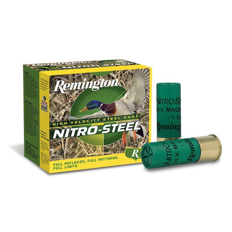 https3A2F2Fmedia.chattanoogashooting.com2Fimages2Fproduct2FRT208642FRT20864-1.jpg Remington Nitro-Steel High Velocity Magnum Shotshell 12ga 3" 1-3/8oz #4 1300 fps 25/ct - Image 1