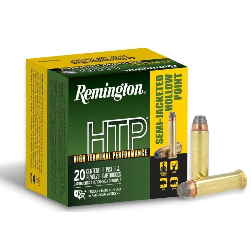 https3A2F2Fmedia.chattanoogashooting.com2Fimages2Fproduct2FRT230102FRT23010-1.jpg Remington HTP Handgun Ammunition .44 Rem Mag 240gr SJHP 1180 fps 20/ct - Image 1