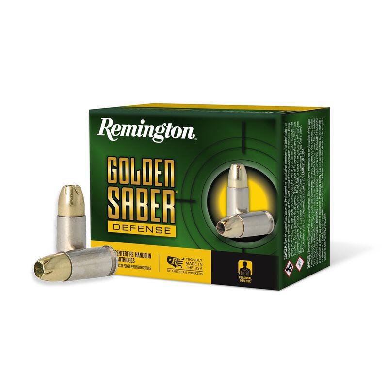 https3A2F2Fmedia.chattanoogashooting.com2Fimages2Fproduct2FRT276032FRT27603.jpg Remington Golden Saber Defense Handgun Ammunition 9mm Luger(+P) 124gr BJHP 1180 fps 20/ct - Image 1
