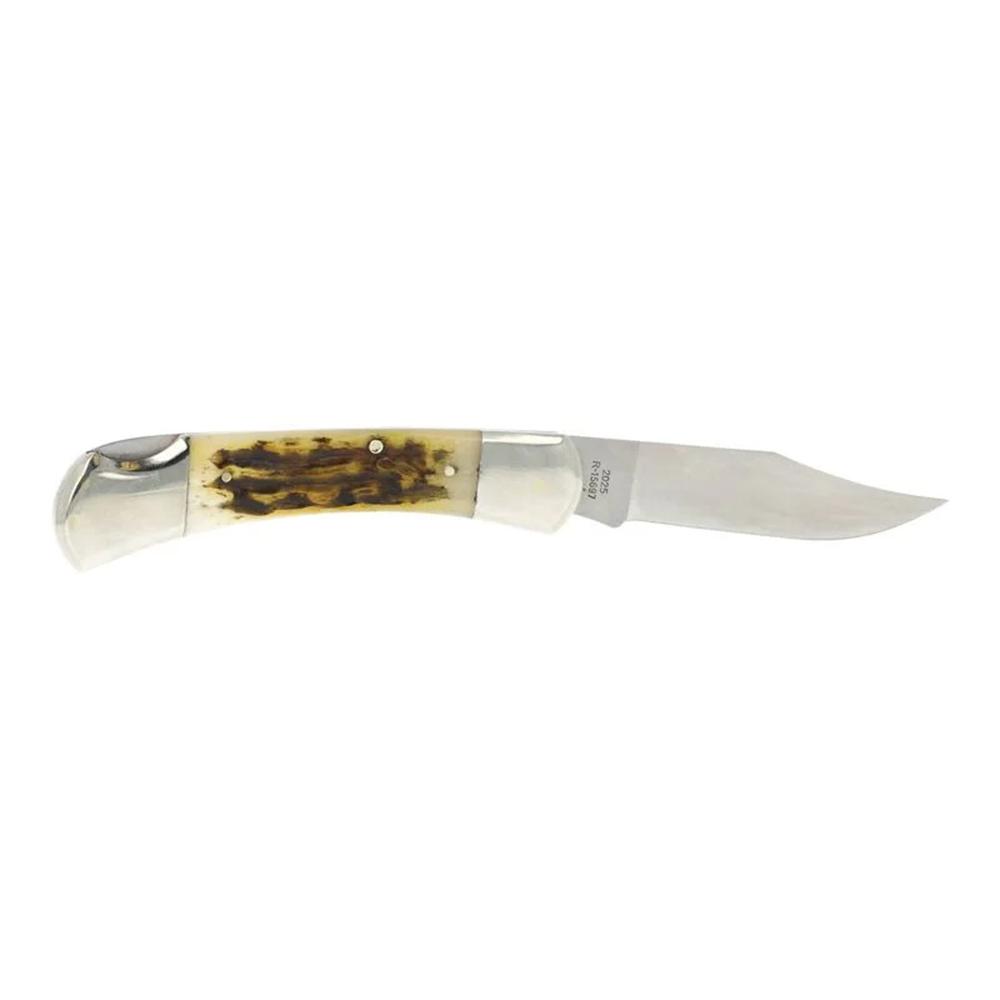https3A2F2Fmedia.chattanoogashooting.com2Fimages2Fproduct2FRTR156972FRTR15697-1.jpg Remington Ole Granddad Bullet Folding Knife 3-3/4 Clip Blade Stag - Image 1