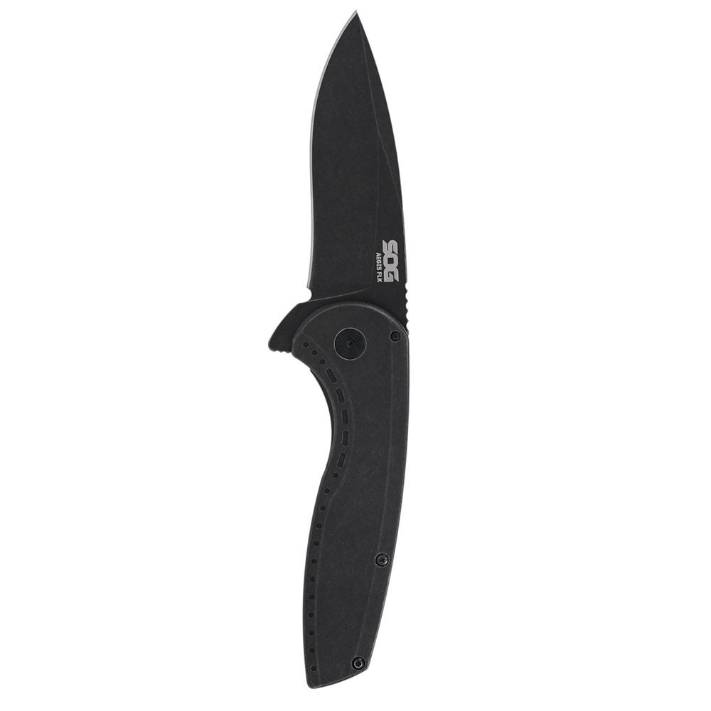 https3A2F2Fmedia.chattanoogashooting.com2Fimages2Fproduct2FSGSOG144105432FSGSOG14410543-1.jpg SOG Knives Aegis FLK 2.0 Folding Knife 3-1/4" Drop Point Blade Black Blister - Image 1
