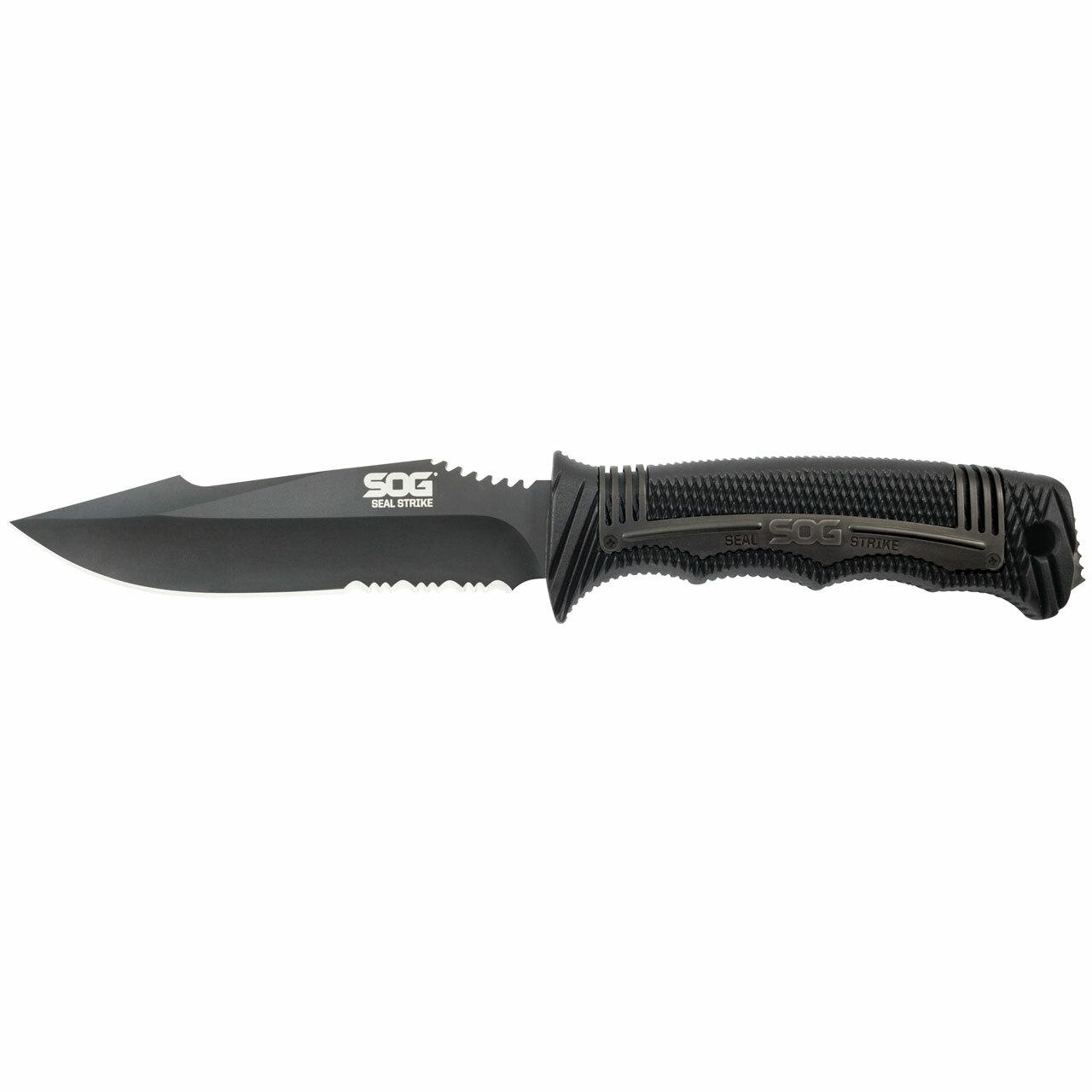 https3A2F2Fmedia.chattanoogashooting.com2Fimages2Fproduct2FSGSOGSS1003CP2FSGSOGSS1003CP.jpg SOG SEAL Strike Knife 4.9" Partially Serrated Blade Black - Image 1
