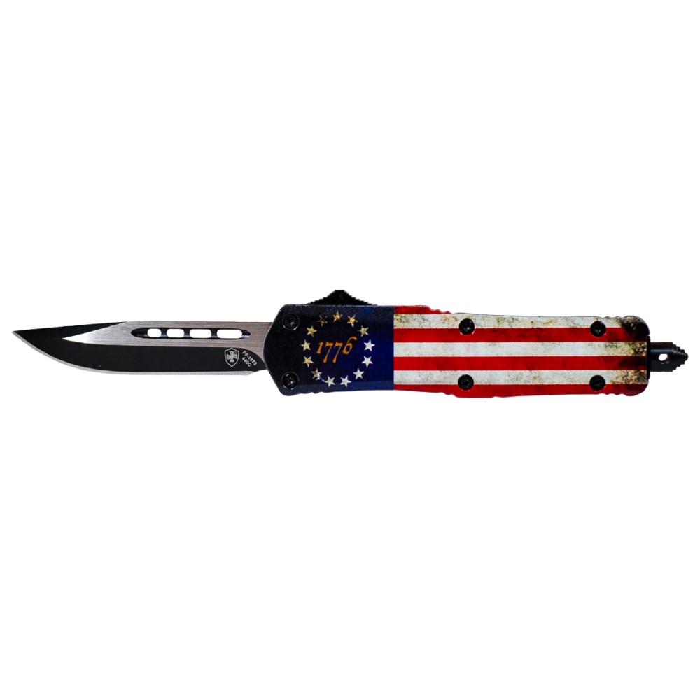 https3A2F2Fmedia.chattanoogashooting.com2Fimages2Fproduct2FTKSBRF3312FTKSBRF331_1.jpg Templar Knife Small Knife 2-3/4" Drop Point Blade Betsy Ross Flag - Image 1