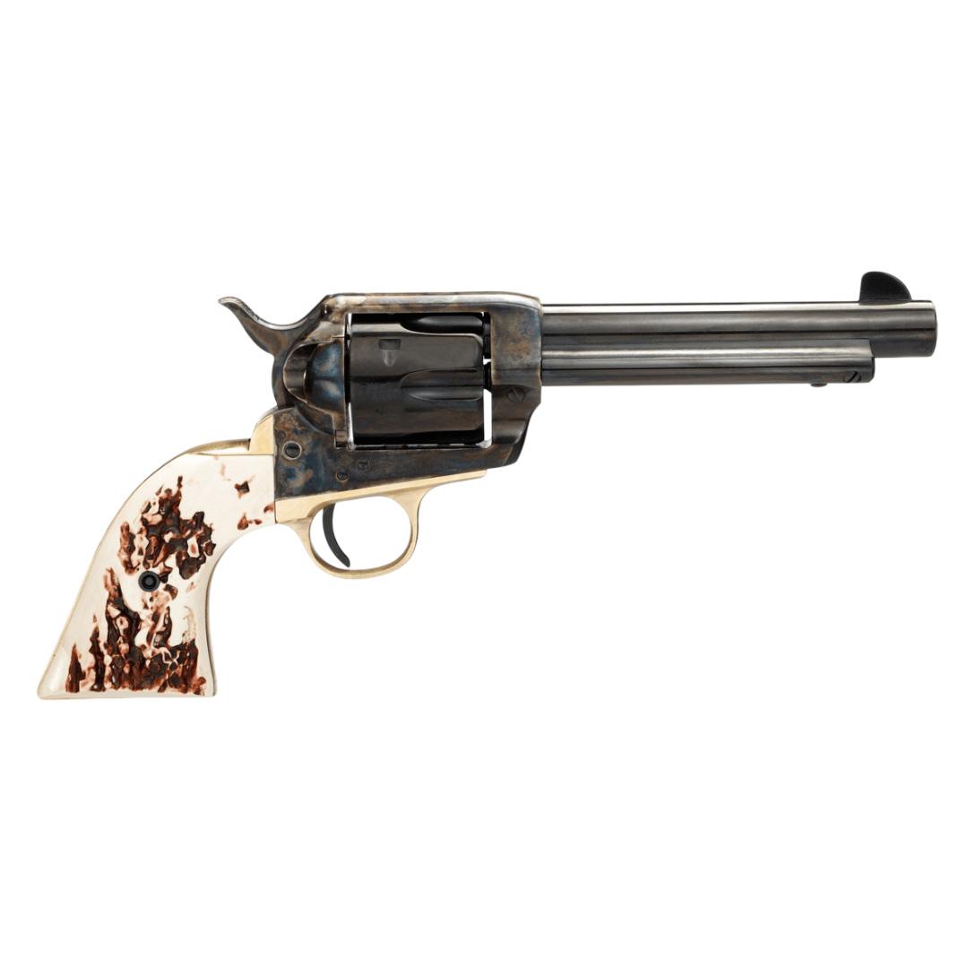 https3A2F2Fmedia.chattanoogashooting.com2Fimages2Fproduct2FTU2000642FTU2000752.jpg Taylors & Company 1873 Stag Grip Handgun .45 Colt 6rd Capacity 4.75" Blued Barrel Stag Grip Case Hardened - Image 1