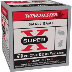 Winchester Super-X High-Brass Shotshells .410 ga 2-1/2" 1/2 oz 1245 fps #4 25/ct