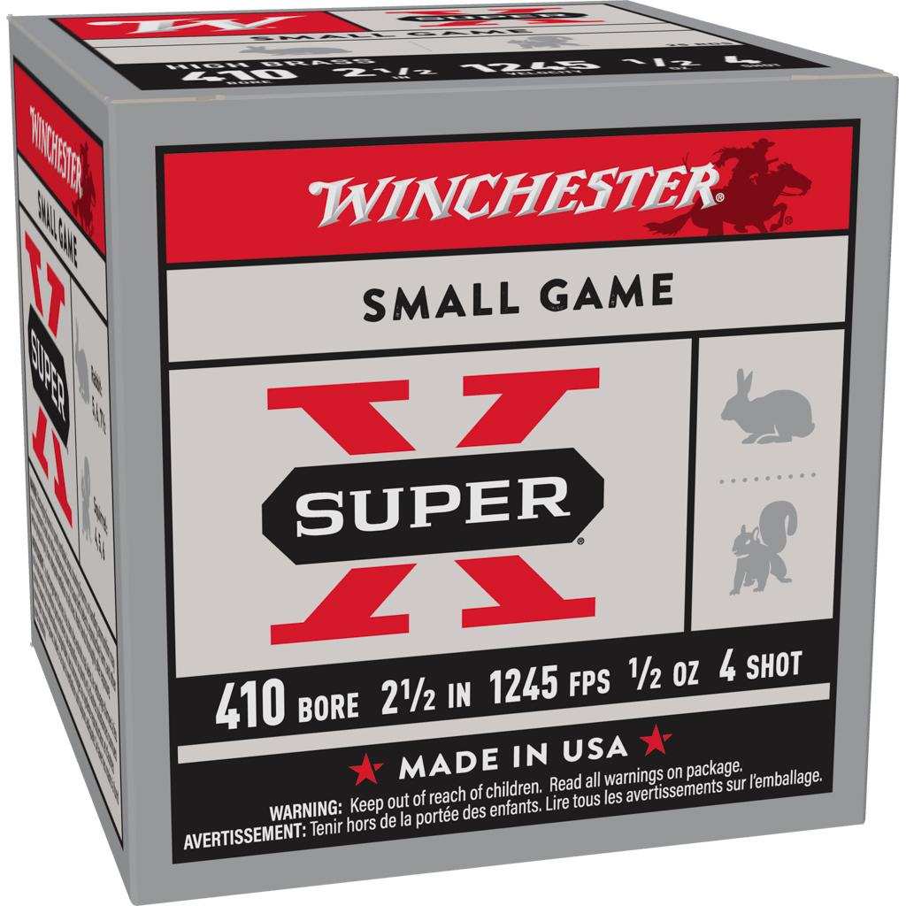 https3A2F2Fmedia.chattanoogashooting.com2Fimages2Fproduct2FWNX4142FWNX414_1_2.jpg Winchester Super-X High-Brass Shotshells .410 ga 2-1/2" 1/2 oz 1245 fps #4 25/ct - Image 1