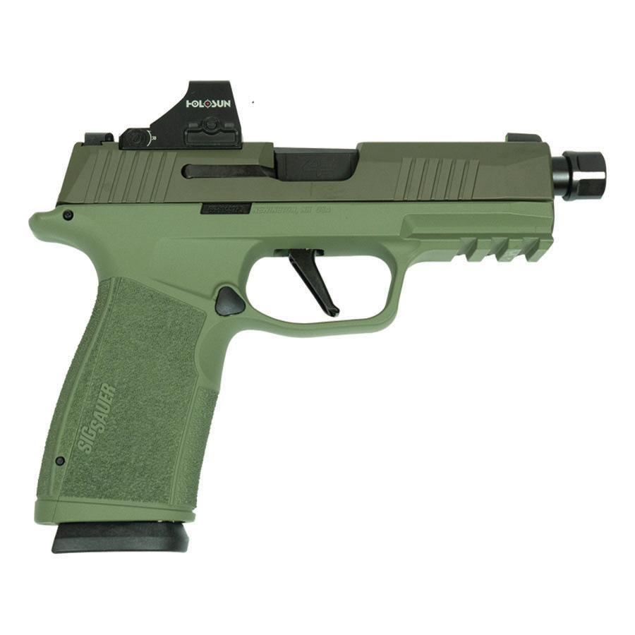 Sig Sauer P365 XMacro Handgun 9mm Luger 17rd Magazines (2) 3.7" Barrel Two Tone Green TB with Optic - Image 1
