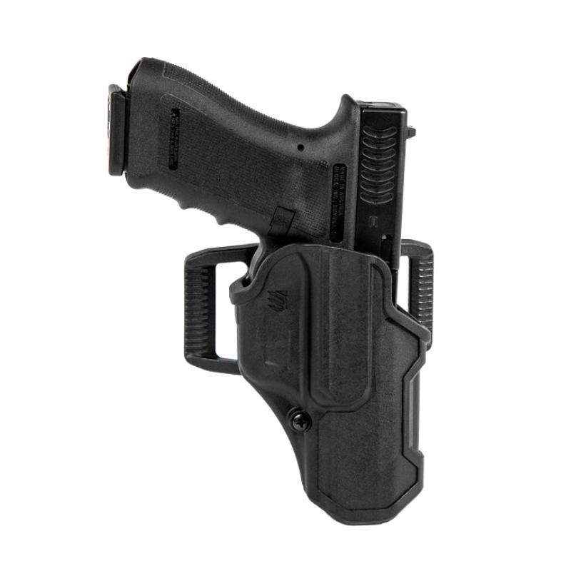 https3A2F2Fmedia.chattanoogashooting.com2Fimages2Fproduct2FXO410700BKL2FXO4107-1_2.jpg Blackhawk T-Series Level 2 Compact Holster for Glock 17 Black LH - Image 1