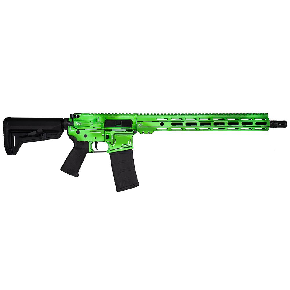 https3A2F2Fmedia.chattanoogashooting.com2Fimages2Fproduct2FZCSCC01907AGRNCC2FZCSCC01907AGRNCC1.jpg Shark Coast Tactical "Anime- Green" Rifle 5.56mm 10rd Magazine 16" Barrel 15" MLOK Handguard California Compliant - Image 1