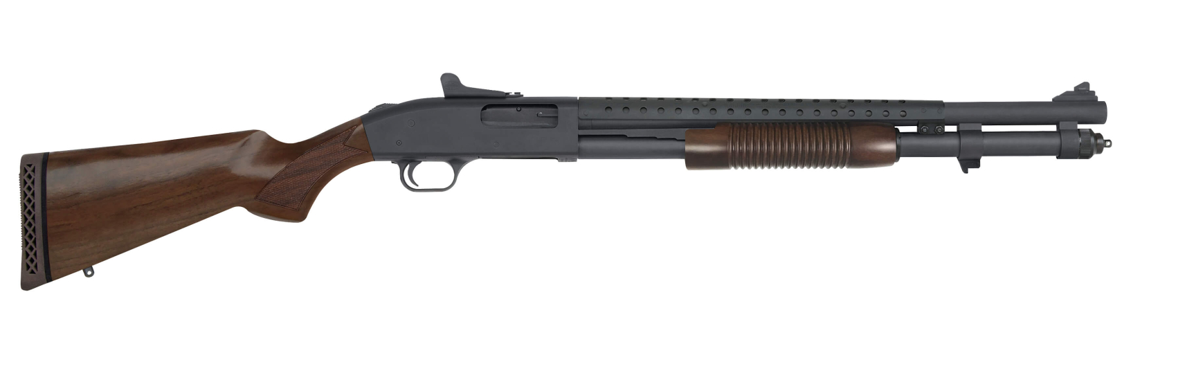 image-full-4490-2089f1f7587b276d3a0be3804cc9f3f0.jpg MOSSBERG 590A1 RETRO 12G SHOTGUN 20" PARKERIZED HEAVY WALL BBL, WOOD, 8+1 - Image 1