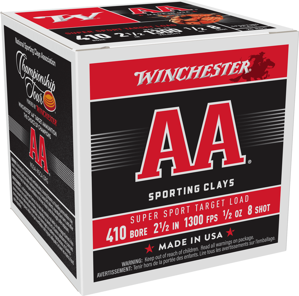 image-full-5056-a48306c9c6643a4c1fb79815258248bb.png WINCHESTER AA SUPER SPORT 410GA 2.5" #8 SHOT 1/2OZ 25RD BX 250RD CS - Image 1