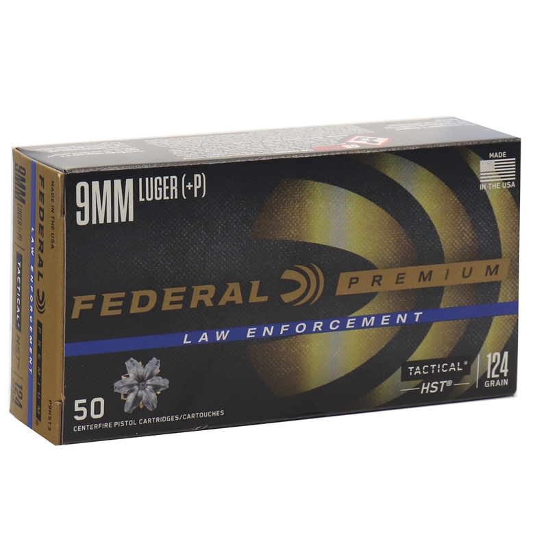 image-full-5296-dcdbd73c1055b2aa1188231cc61d024a.jpg FEDERAL PREM 9MM+P 124GR HST 50RD BX 1000RD CASE - Image 1
