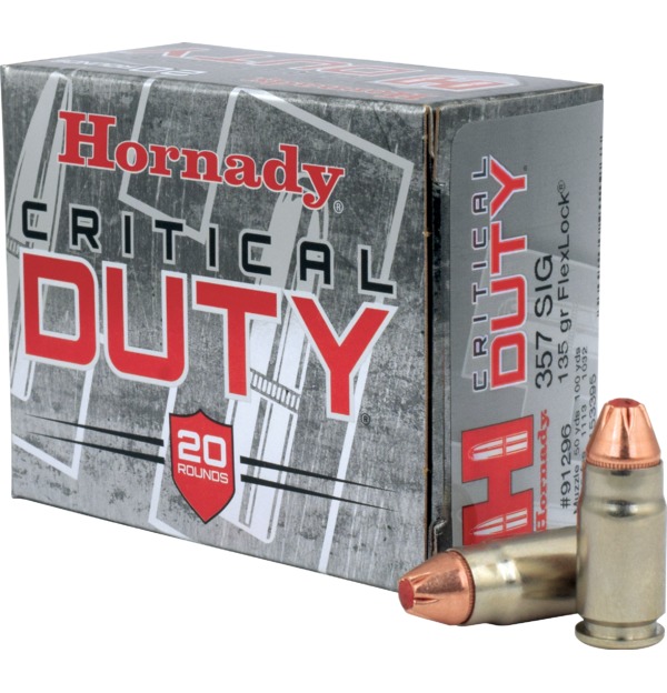 image-full-6507-d85d57ee13b4a3bc3e3d983f0b1000c5.jpg HORNADY CRITICAL DUTY 357SIG 135GR FLXLK 20RD BX 200RD CASE - Image 1
