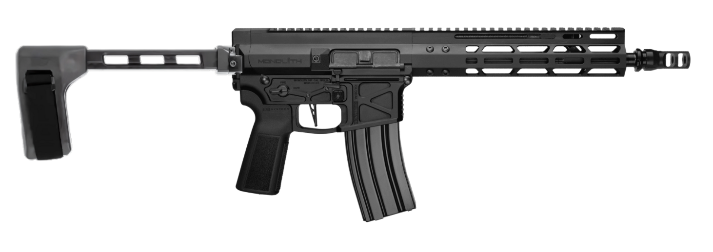 image-full-7131-b5b41a881fd57160defd81a039c0cec7.png GLOBAL ORDNANCE MONOLITH 12.5" PSTL W/SBT FS1913 BRC 5.56 KEYMOD / 1913 RAIL/BLK - Image 1