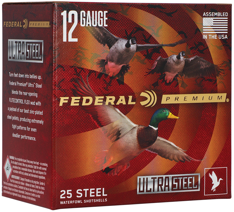image-full-7949-f664803e12cc3cf9610dc2dfac6e9121.jpg FEDERAL 12GA 3 1/2" 1 1/2OZ BB & 2 1500 FPS "ULTRASTEEL" 25 RD/BX 10 BX/CS - Image 1
