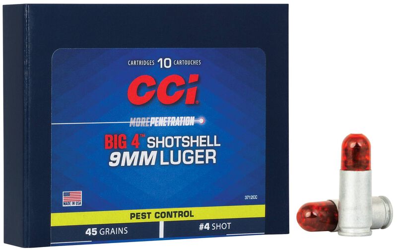 image-full-7972-d934916e8af691a8996efa63a653497a.jpg CCI 9MM BIG 4 SHOTSHELL 10 RD/BX 20 BX/CS - Image 1