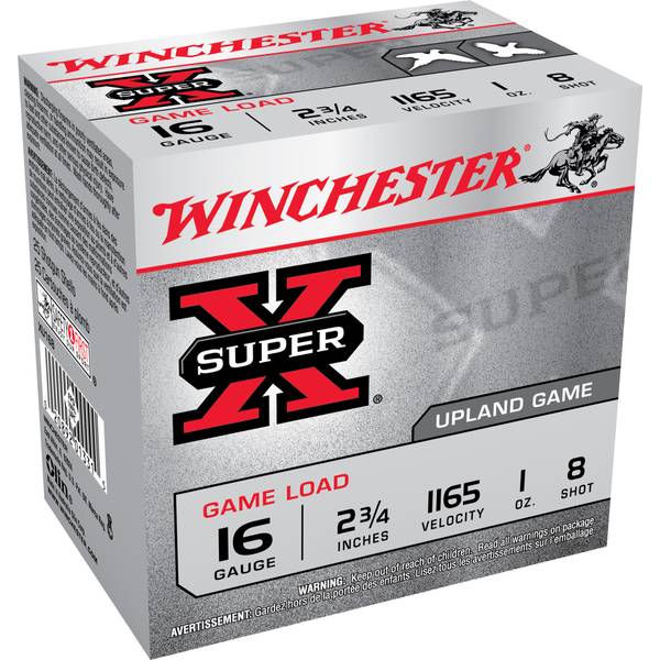 image-full-8073-fb2b5c1a0810fbc0c7d04b3e0b83890e.jpg WINCHESTER 16 GA 2-3/4" #8 SUPER-X UPLAND 1 OZ 25 RD/BX 10 BX/CS - Image 1