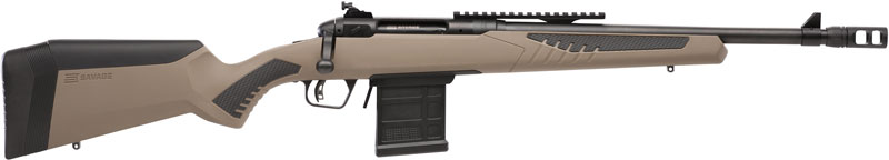G55722_1.jpg SAVAGE 110 SCOUT 223 REM - 16.5" BLACK/FDE < - Image 1