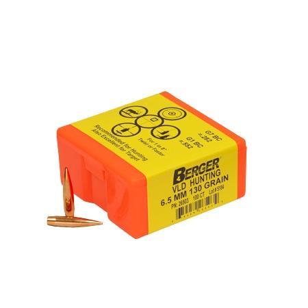 https3A2F2Fmedia.chattanoogashooting.com2Fimages2Fproduct2FBB265032FBB26503.jpg Berger Match Grade Hunting Bullets 6.5mm .264" 130 gr VLD Hunter 100/ct - Image 1