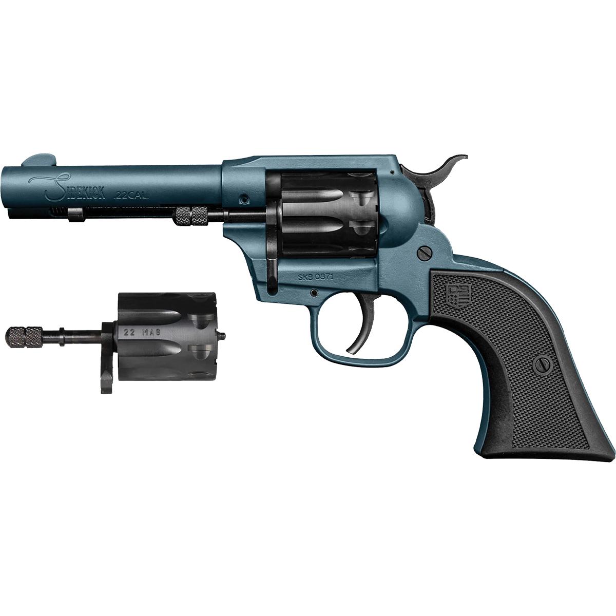 https3A2F2Fmedia.chattanoogashooting.com2Fimages2Fproduct2FDB0500A2512FDB0500A251.jpg Diamondback Sidekick Checkered Polymer Grip Handgun .22 WMR/.22 LR 9rd Capacity 4.5" Barrel SA/DA Jesse James Blue - Image 1