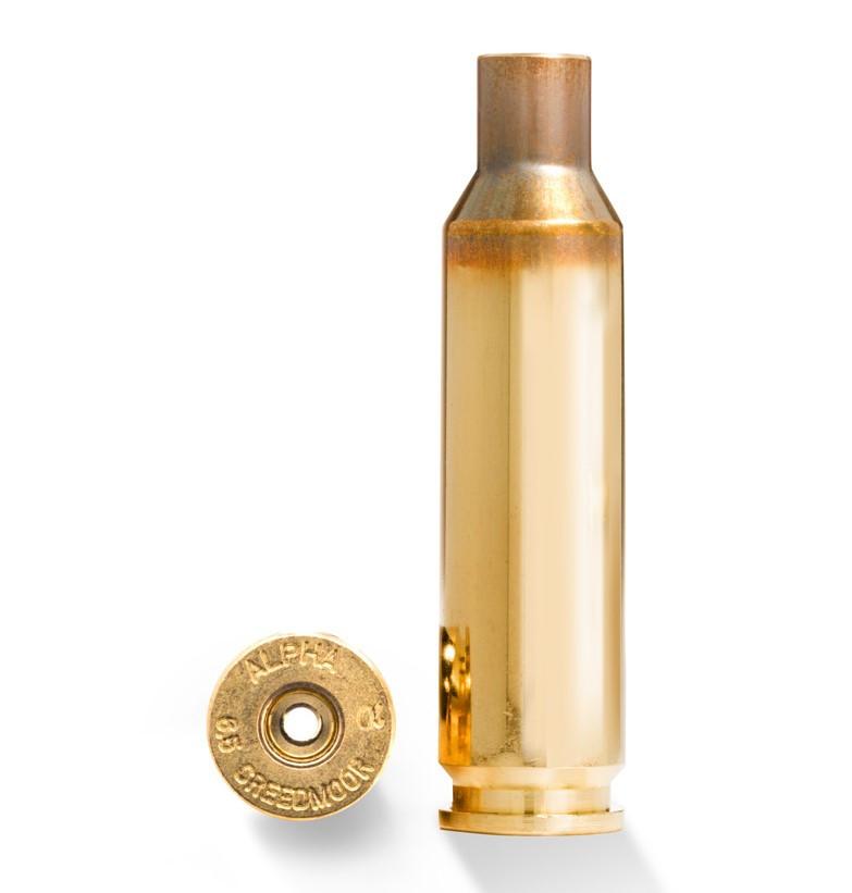 https3A2F2Fmedia.chattanoogashooting.com2Fimages2Fproduct2FEAAM25100SRP2Feaam25100srp.jpg Alpha Munitions Ultra Premium Unprimed Brass Cartridge Cases .25 Creedmoor SRP Small Rifle Primer Brass 100/ct - Image 1