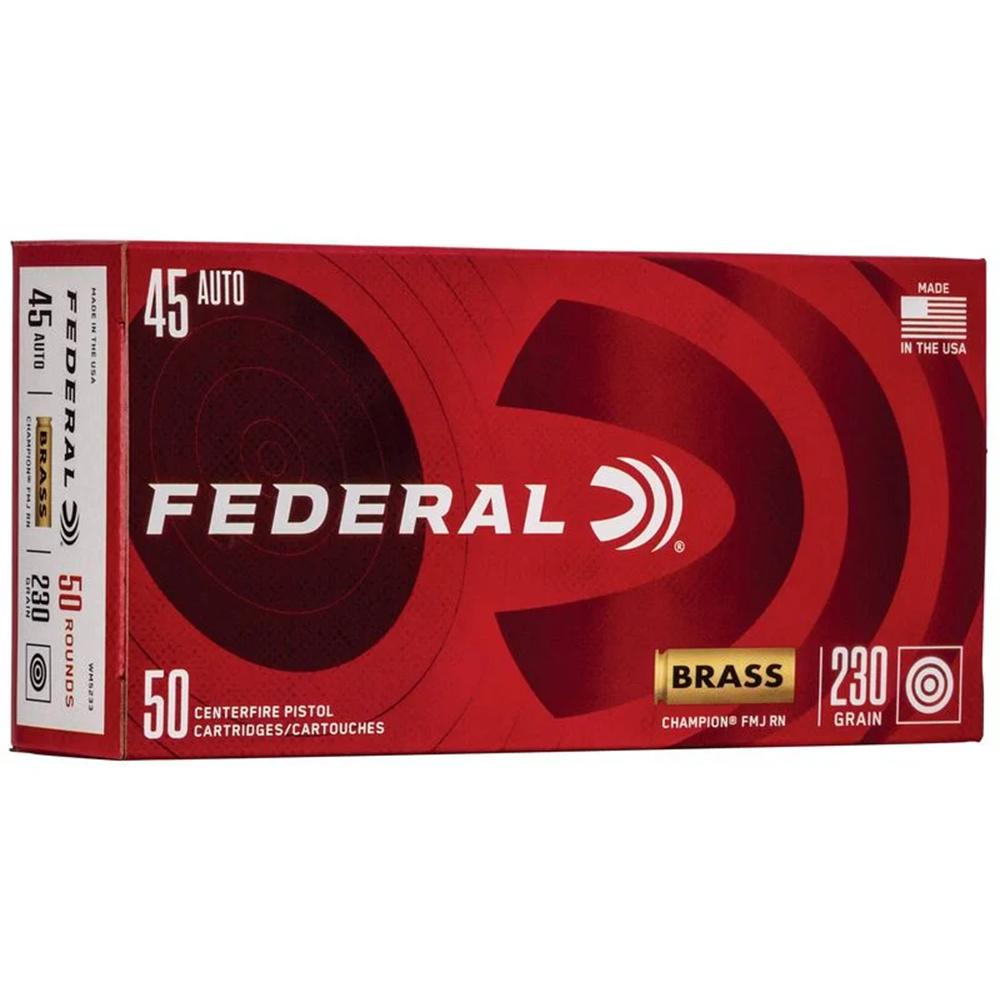 https3A2F2Fmedia.chattanoogashooting.com2Fimages2Fproduct2FFAWM52332FFAWM5233-1.jpg Federal Champion Training Handgun Ammunition .45 ACP 230 gr FMJ 830 fps 50/ct