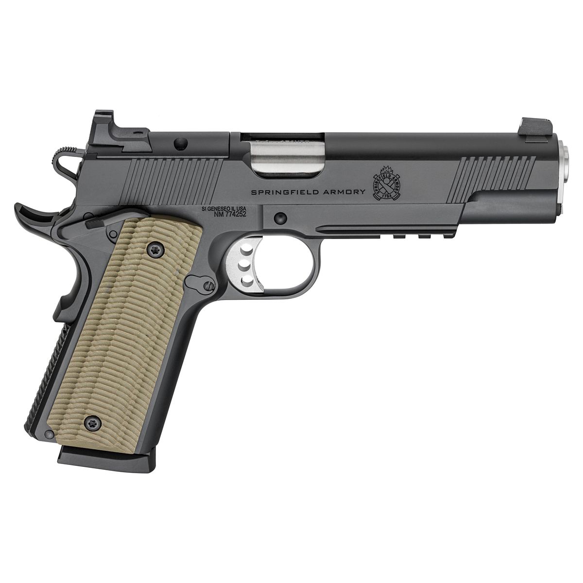 https3A2F2Fmedia.chattanoogashooting.com2Fimages2Fproduct2FFKPO9230AOS2FFKPO9230AOS5.jpg Springfield 1911 Operator AOS Handgun .45 ACP 8rd Magazine(2) 5'' Barrel Black Frame VZ Grips - Image 1