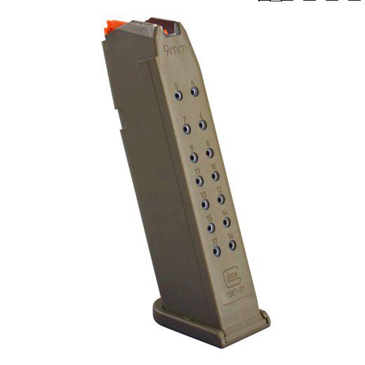 https3A2F2Fmedia.chattanoogashooting.com2Fimages2Fproduct2FGL474592FGL47459.jpg Glock Gen5 Factory Magazine G17 G17L G19 G19X G26 G34 9mm Luger - Flat Dark Earth 17/rd - Image 1