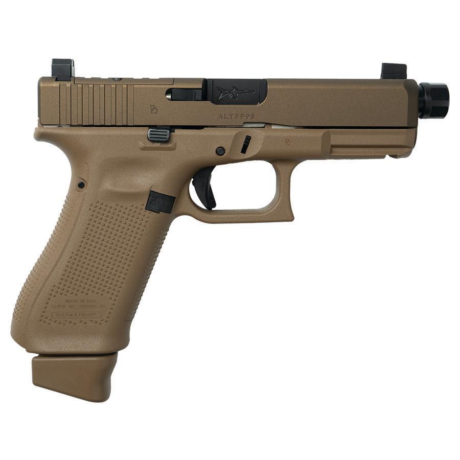 Glock V-Series Model 19x w/HUSH Slide Lock Handgun 9mm Luger 17rd Magazines (3) 4.6" Threaded Barrel Suppressor Sights FDE USA - Image 1